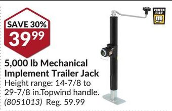 Princess Auto 5, 000 lb mechanical implement trailer jack offer