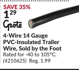 Princess Auto 4-wire 14 gauge pvc-insulated trailer wire, sold by the foot offer