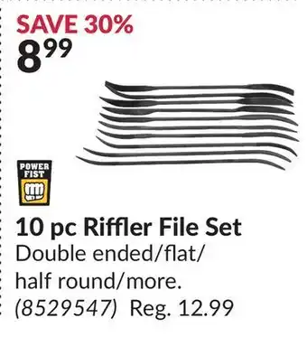 Princess Auto 10 pc riffler file set offer