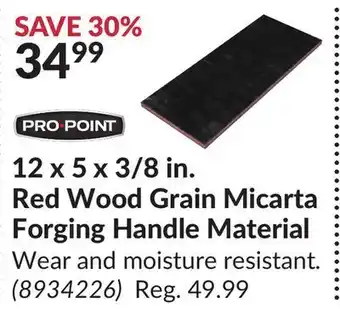 Princess Auto 12 x 5 x 3/8 in. red wood grain micarta forging handle material offer