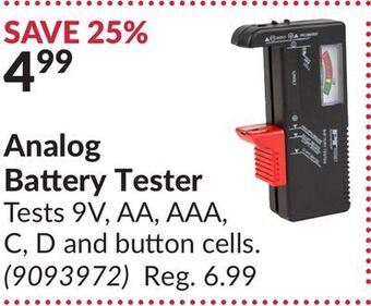 Princess Auto Analog battery tester offer