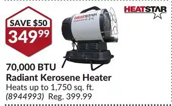 Princess Auto 70,000 btu radiant kerosene heater offer