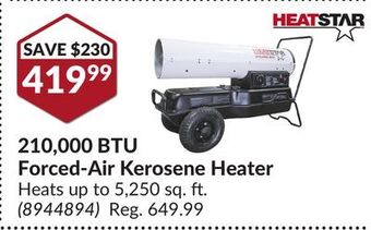 Princess Auto 210, 000 btu forced-air kerosene heater offer