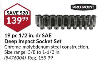 Princess Auto 19 pc 1/2 in. dr sae deep impact socket set offer