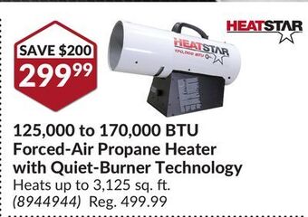 Princess Auto 125,000 to 170,000 btu forced-air propane heater with quiet-burner technology offer