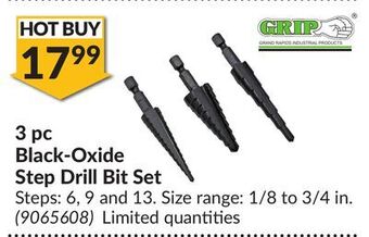 Princess Auto 3 pc black-oxide step drill bit set offer