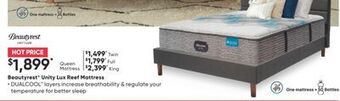 Sleep Country Beautyrest® unity lux reef mattress offer
