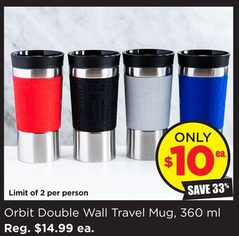 Kitchen Stuff Plus Orbit double wall travel mug, 360 ml offer