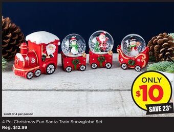Kitchen Stuff Plus 4 pc. christmas fun santa train snowglobe set offer