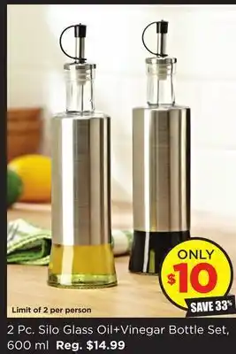 Kitchen Stuff Plus 2 pc. silo glass oil + vinegar bottle set, 600 ml offer