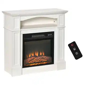 Best Buy Homcom electric fireplace with mantel, freestanding heater corner firebox with log hearth, shelf and remote control, 1400w, w offer