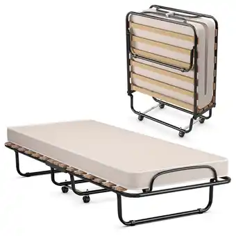 Best Buy Gymax folding bed rollaway metal guest bed sleeper made in italy w/ memory foam mattress offer