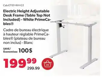 Shopper+ Electric height adjustable desk frame (table top not included) - white primecables offer
