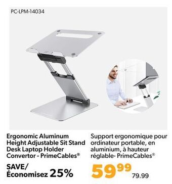 Shopper+ Ergonomic aluminum height adjustable sit stand desk laptop holder convertor - primecables offer