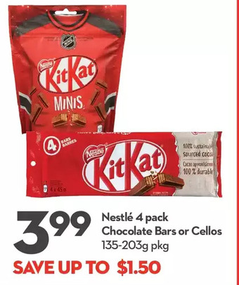 Longo's Nestle chocolate bars or cellos offer
