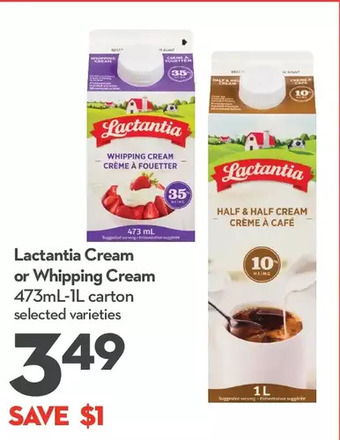 Longo's Lactantia cream or whipping cream offer