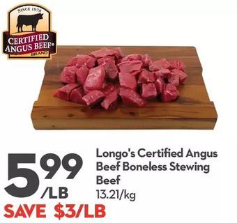 Longo's Longo's certified angus beef boneless stewing beef offer