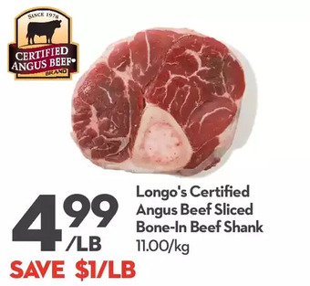 Longo's Longo's certified angus beef sliced bone-in beef shank offer