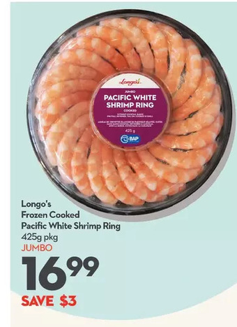 Longo's Longo's frozen cooked pacific white shrimp ring offer