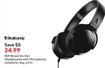 Staples Skullcandy riff wired on-ear headphones with microphone - black offer