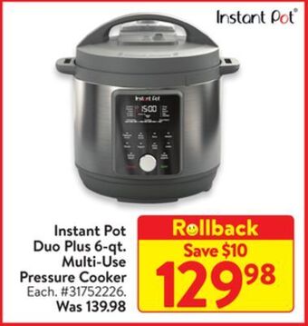 Walmart Instant pot duo plus 6-qt. multi-use pressure cooker offer