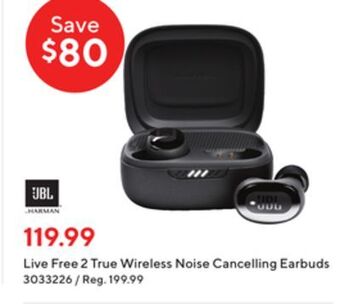 Staples Jbl live free 2 true wireless noise cancelling earbuds offer