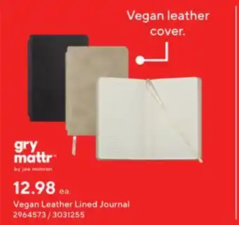 Staples Gry mattr™ vegan leather lined journal offer
