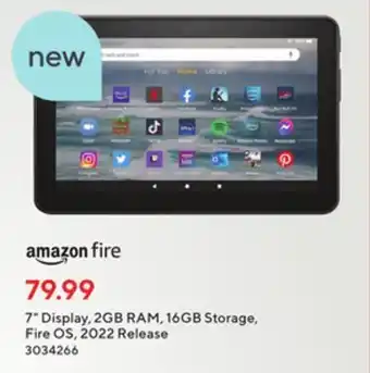 Staples Amazon fire 7" display 2 gb ram. 16 gb storage, fire os., 2022 release offer