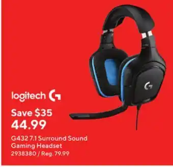 Staples Logitech g432 7.1 surround sound gaming headset offer