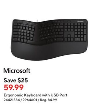Staples Microsoft ergonomic keyboard with usb port offer