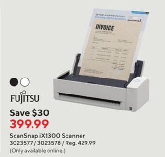 Staples Fujitsu scansnap ix1300 scanner offer