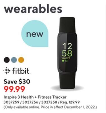 Staples Fitbit inspire 3 health + fitness tracker offer