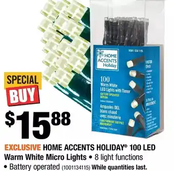 Home Depot Home accents holiday 100 led warm white micro lights offer