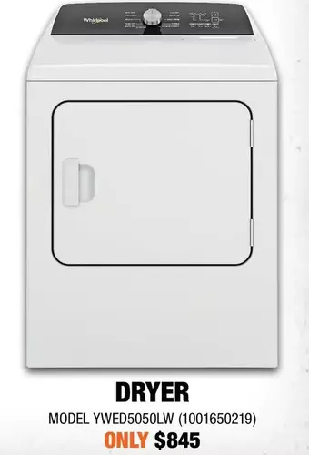 Home Depot Whirlpool dryer offer