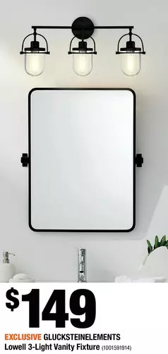 Home Depot Glucksteinelements lowell 3-light vanity fixture offer