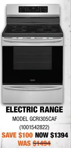 Home Depot Frigidaire electric range offer