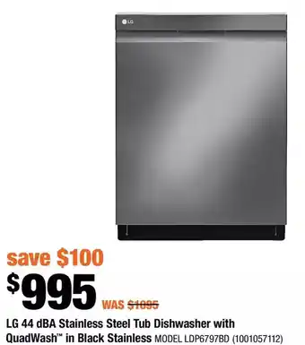 Home Depot Lg 44 dba stainless steel tub dishwasher with quadwash in black stainless offer
