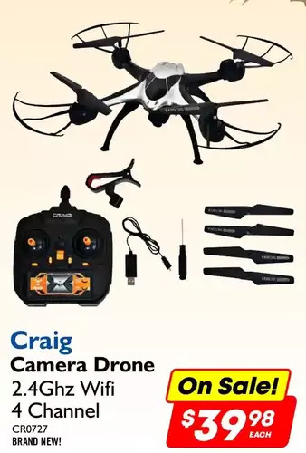 Factory Direct Craig camera drone 2.4ghz wifi 4 channel offer