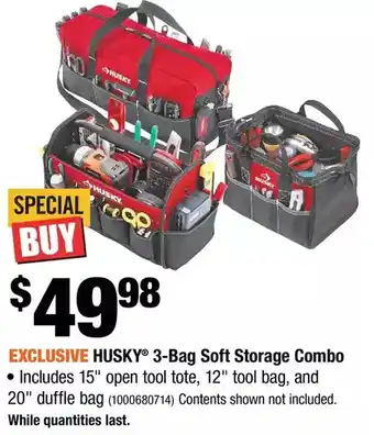Home Depot Husky 3-bag soft storage combo offer