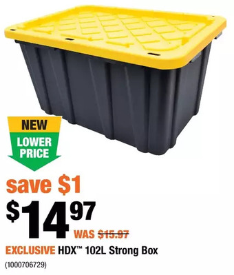 Home Depot Hdx 102l strong box offer