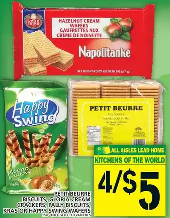 Food Basics Petit beurre biscuits, gloria cream crackers, pally biscuits, kras or happy swing wafers offer