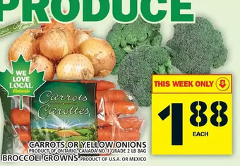 Food Basics Carrots or yellow onions | broccoli crowns offer