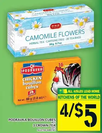 Food Basics Podravka bouillon cubes | 3 crown tea offer