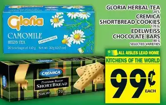 Food Basics Gloria herbal tea | cremica shortbread cookies | edelweiss chocolate bars offer