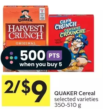 Foodland Quaker cereal offer