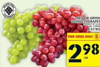Food Basics Red or green seedless grapes offer