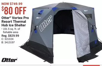 Cabela's Otter vortex pro resort thermal hub ice shelter offer