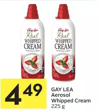 Foodland Gay lea aerosol whipped cream offer