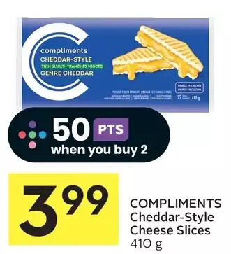 Foodland Compliments cheddar-style cheese slices offer