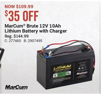 Cabela's Marcum brute 12v 10ah lithium battery with charger offer